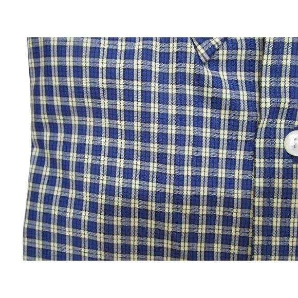 Mens Saddlebred Easy Care Navy Yellow Windowpane Mini Check XXL Shirt New - Picture 7 of 12